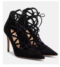 Gianvito Rossi Elisa 95 suede lace-up pumps in Black